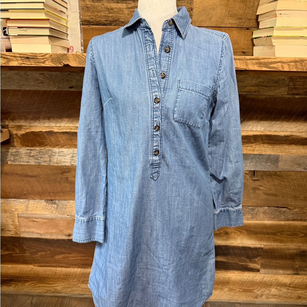 J. Crew Chambray Blue Denim Shirt Dress